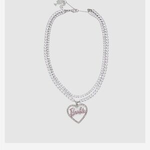 Barbie Aldo Silver Heart Necklace with Pink 'Barbie' Pendant